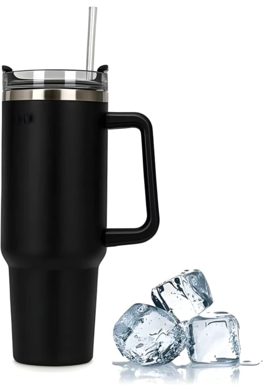 1200ml Insulated Stainless Steel Tumbler with Straw & Lid